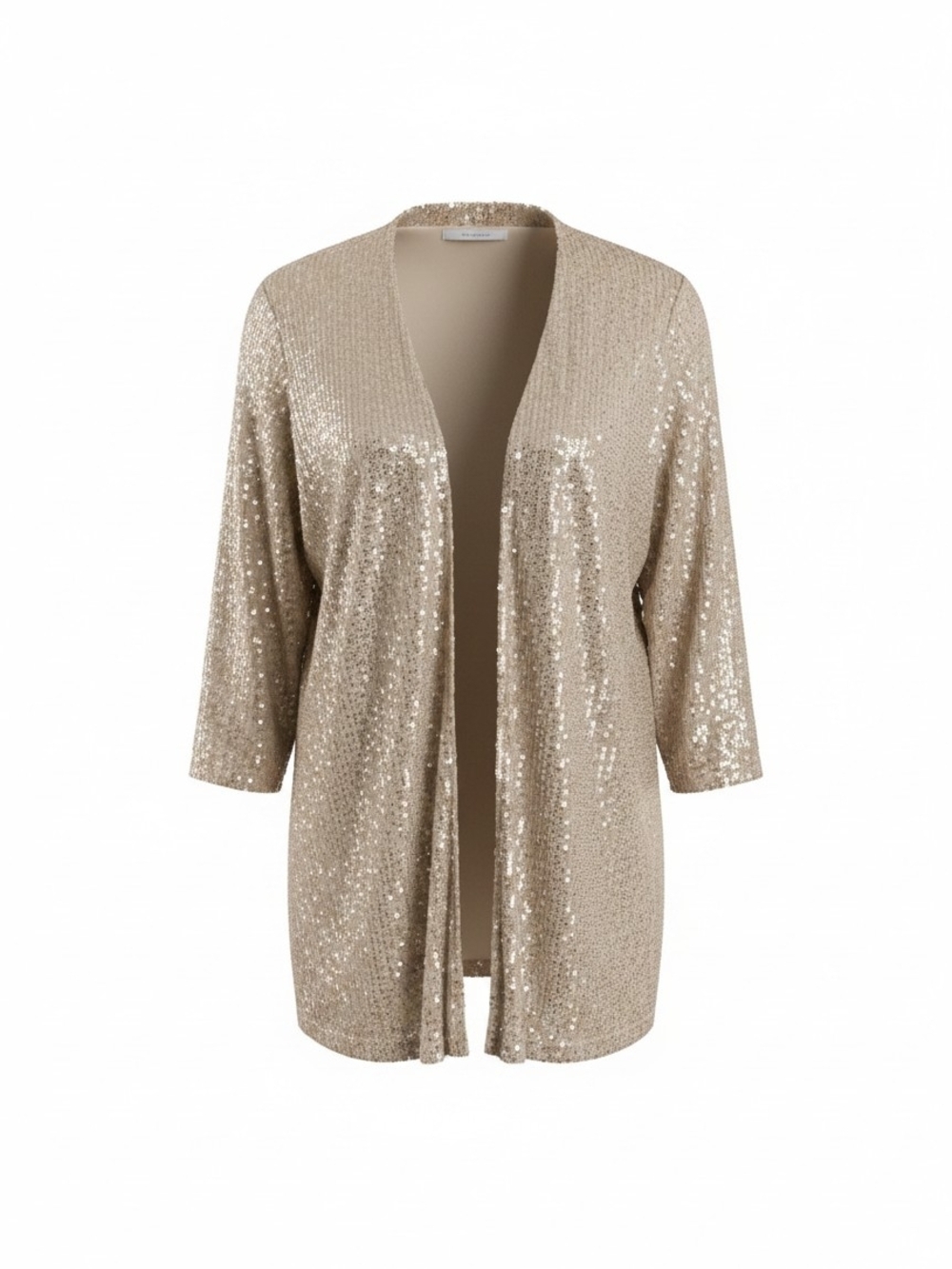 Sequin Open-Front Duster Cardigan in Champagne Size Large NWT